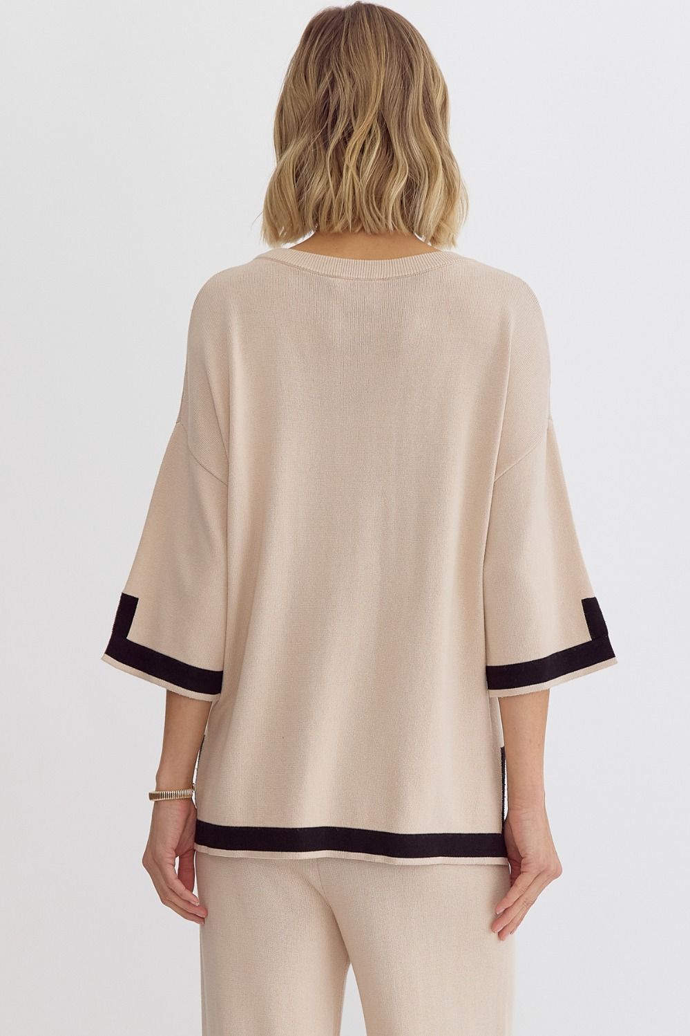 Round Neck 3/4 Sleeve Top