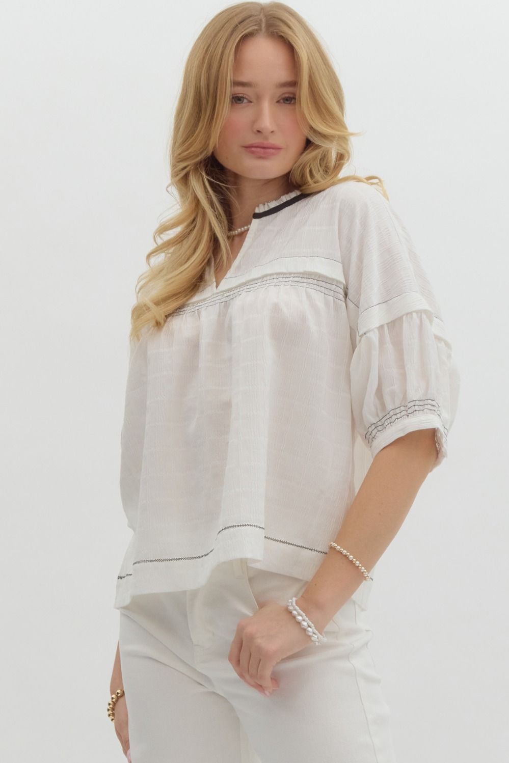 Solid Textured Pullover Top