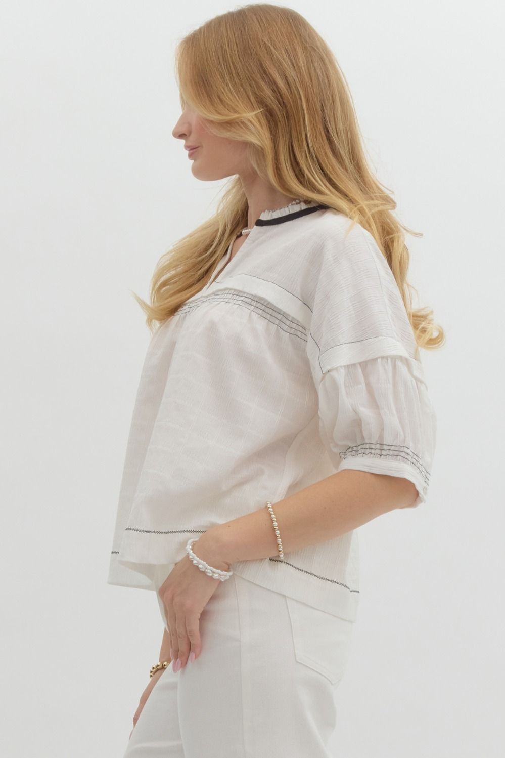 Solid Textured Pullover Top