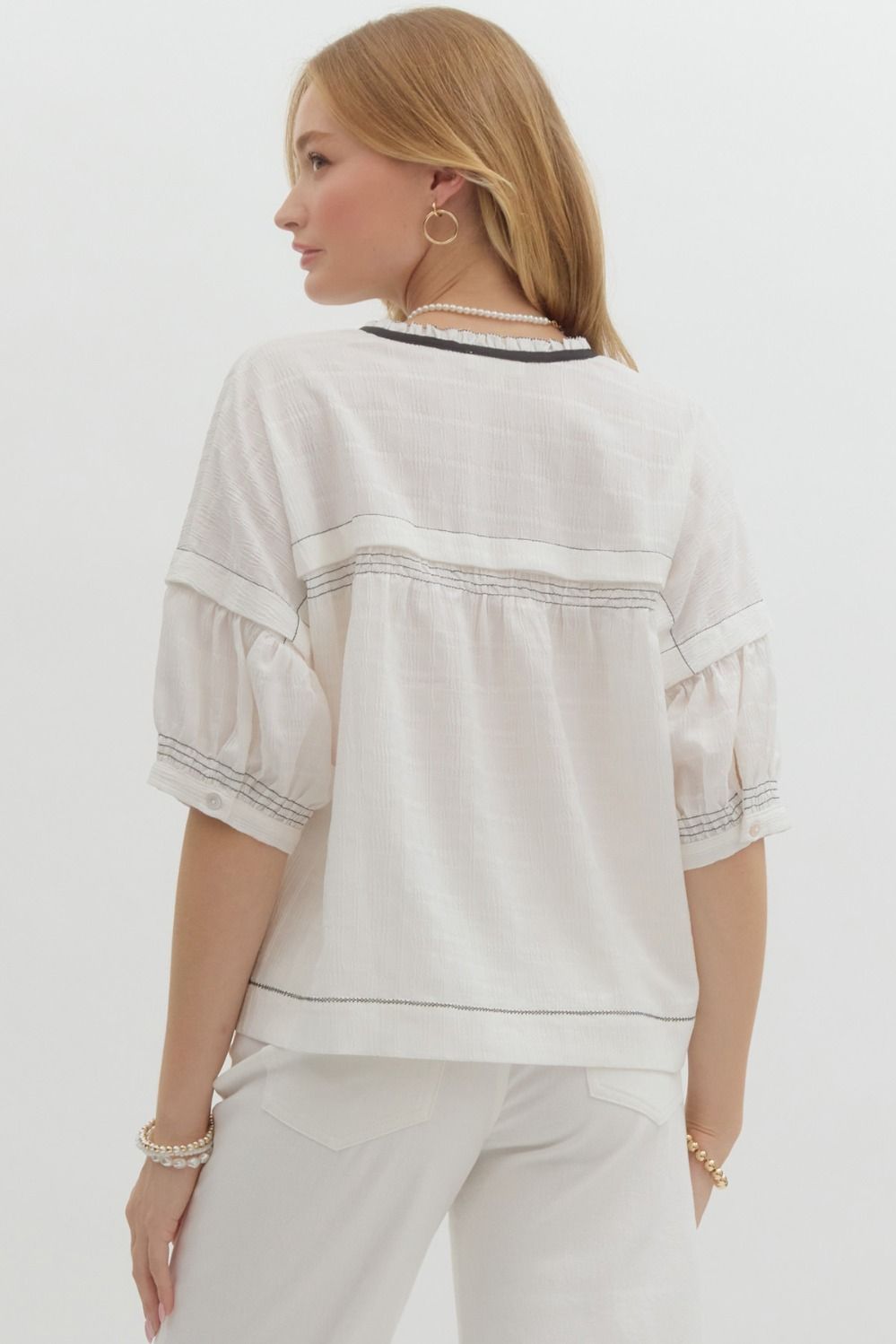 Solid Textured Pullover Top