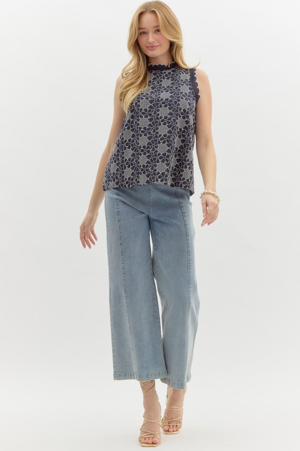 Floral Embroidered Sleeveless Top