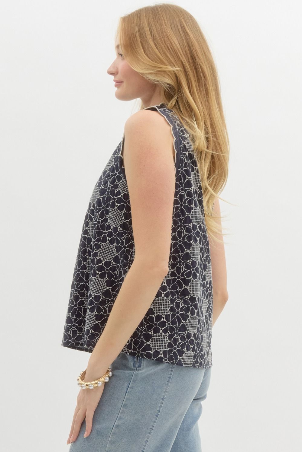 Floral Embroidered Sleeveless Top