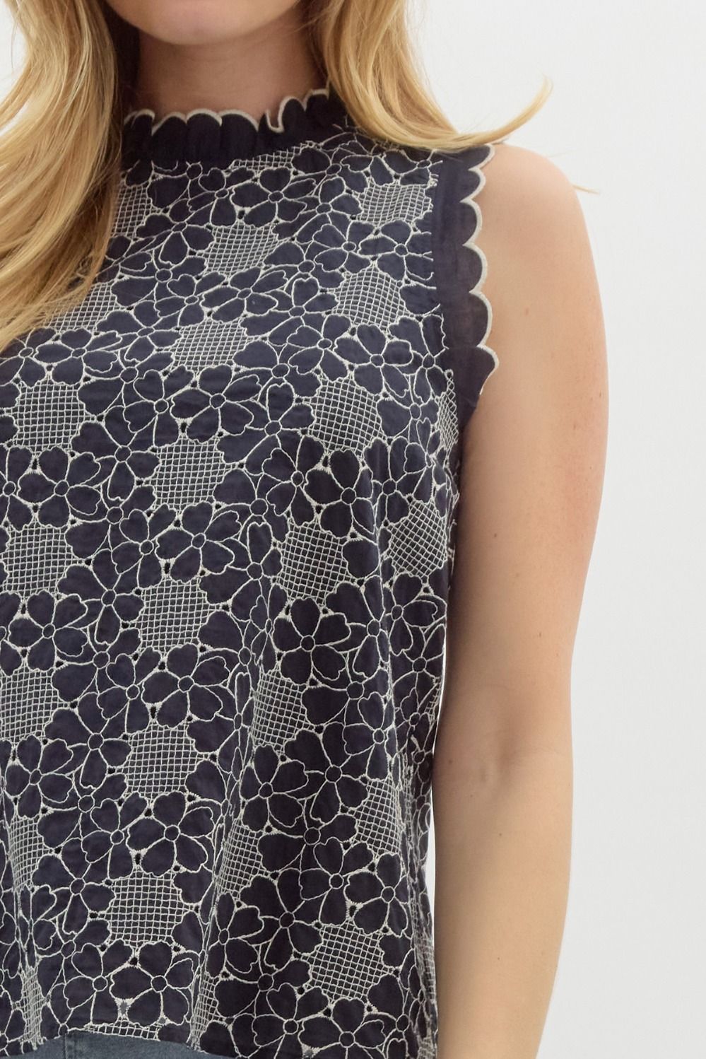 Floral Embroidered Sleeveless Top
