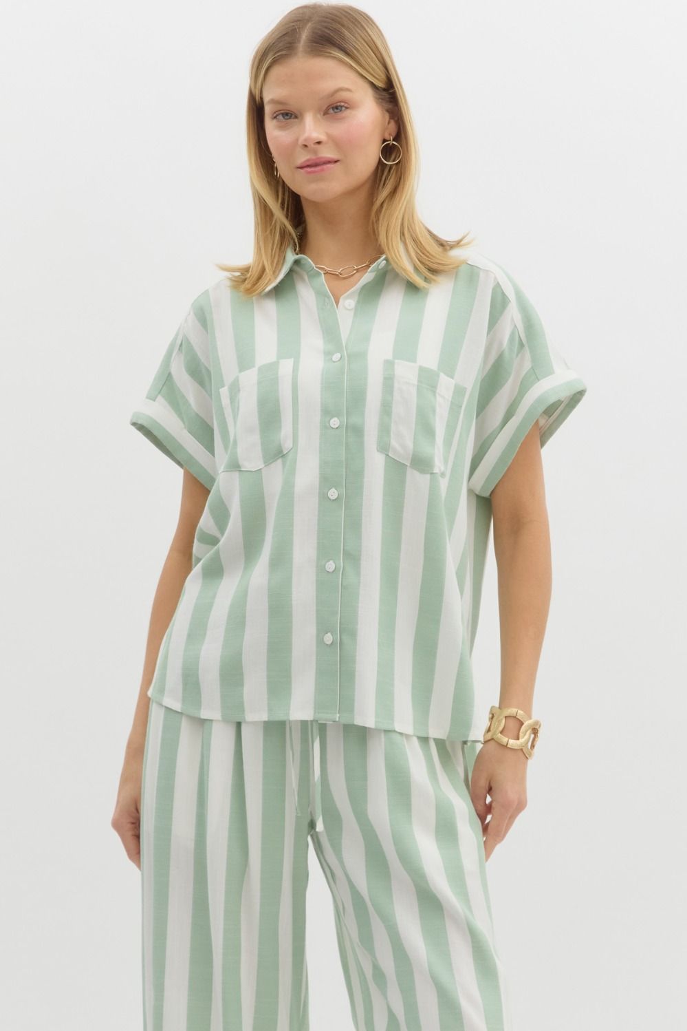 Stripe Short Sleeve Top