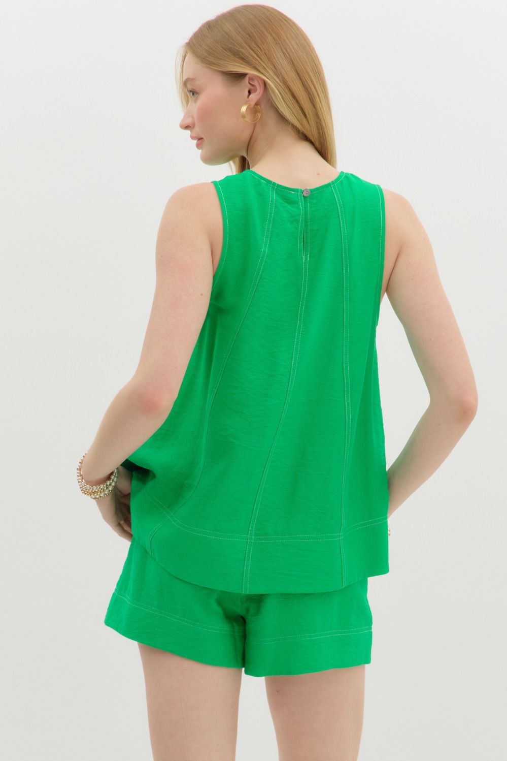 Solid Sleeveless Top - Green