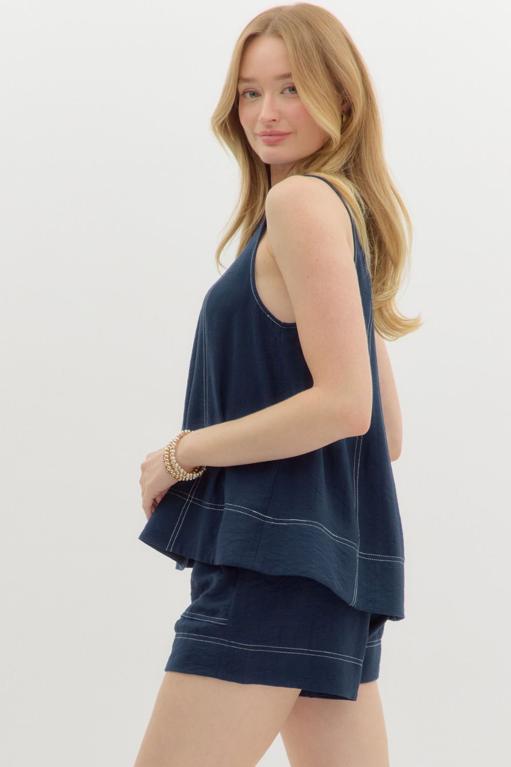 Solid Sleeveless Top - Navy
