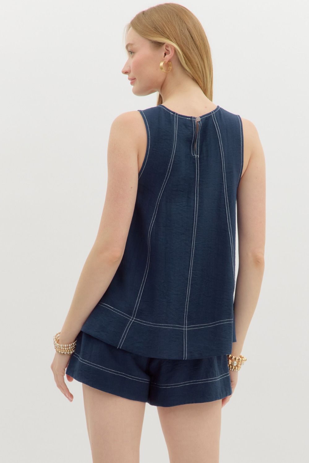 Solid Sleeveless Top - Navy