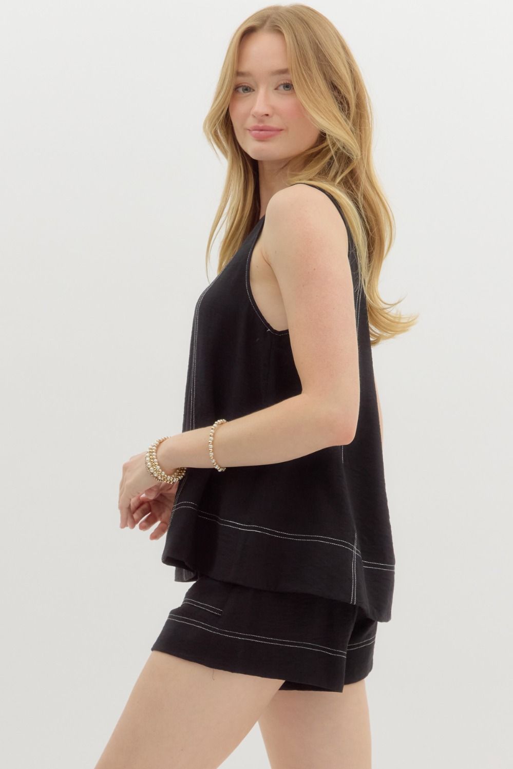 Solid Sleeveless Top - Black