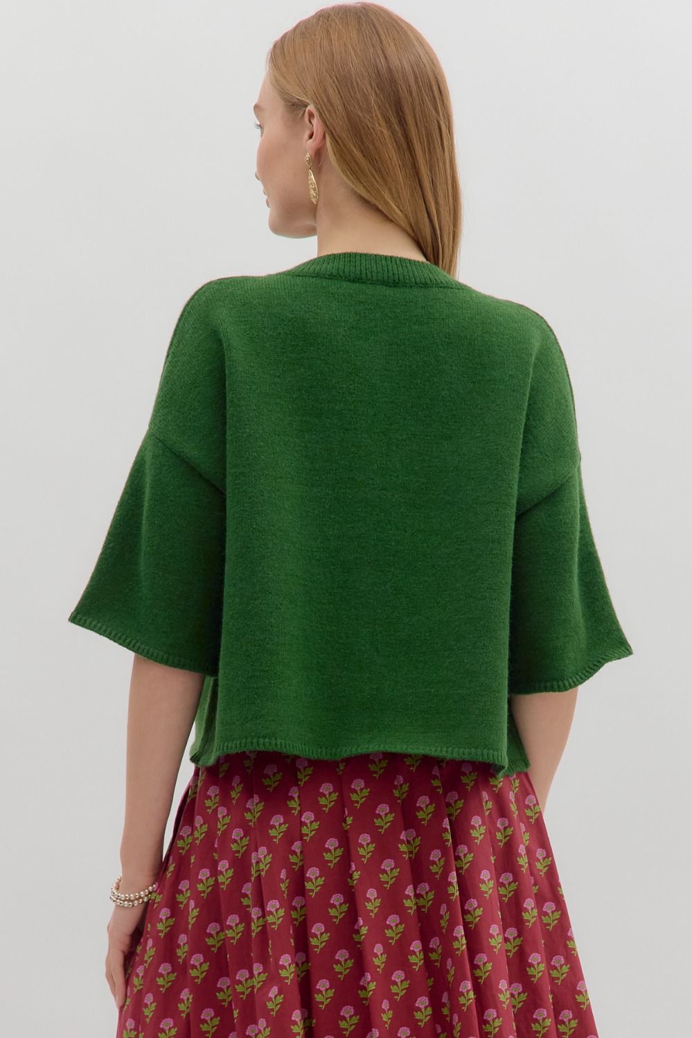 3/4 Sleeve Cardigan - Green