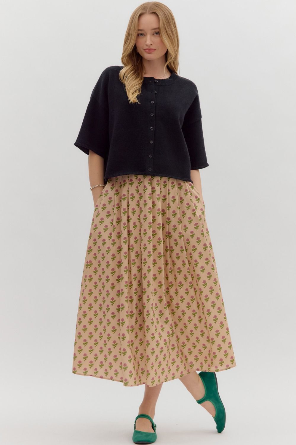 3/4 Sleeve Cardigan - Black