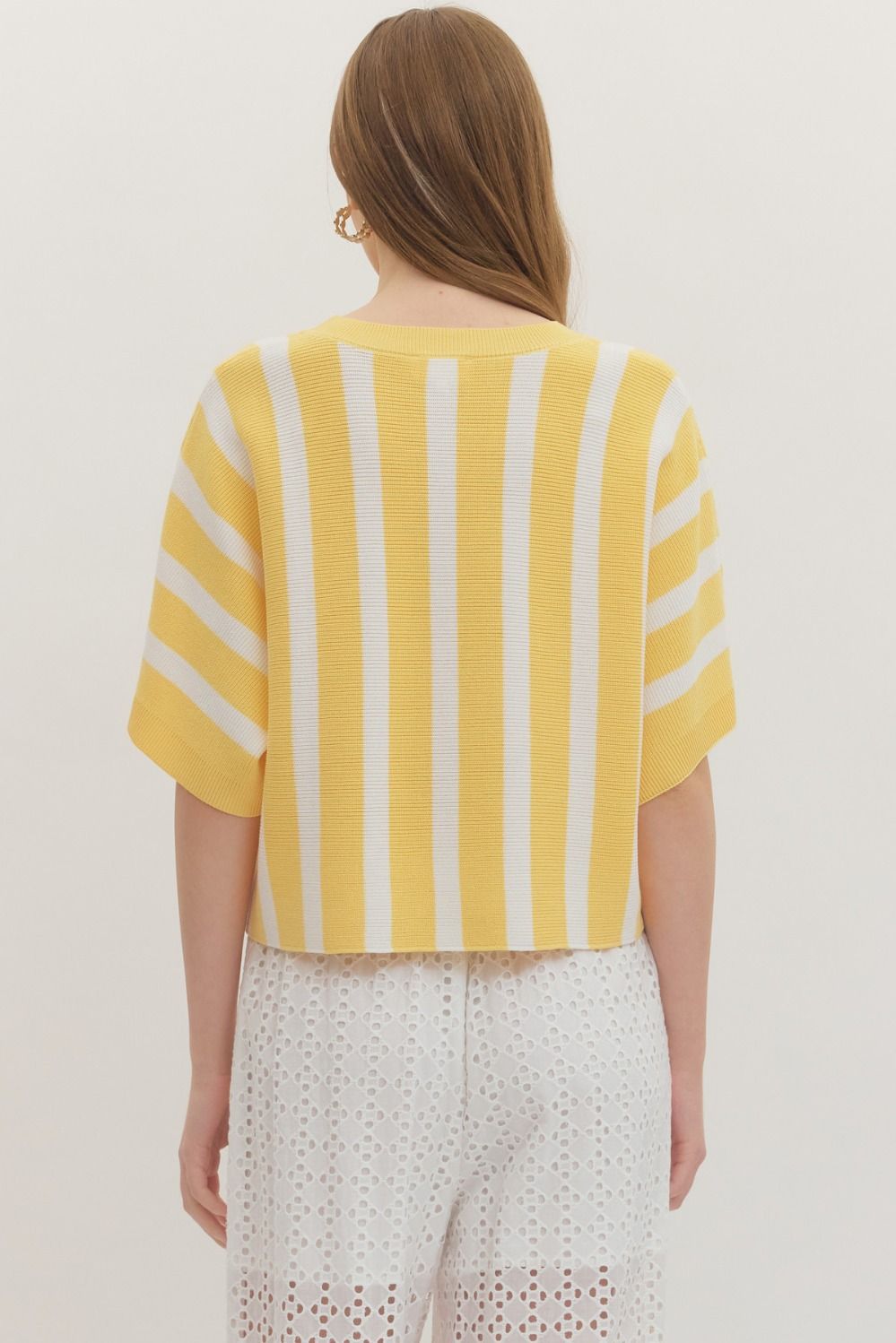 Relaxed Striped Top - Yellow