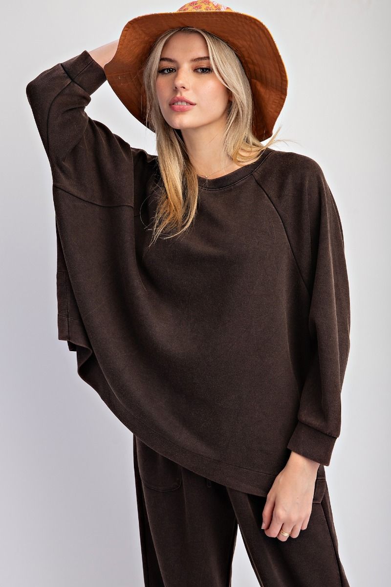 Mineral Washed Knit Top - Ash
