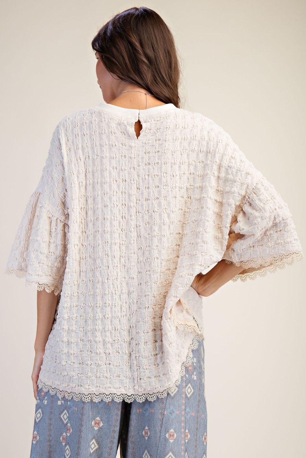 Popcorn Knit Top - Cream