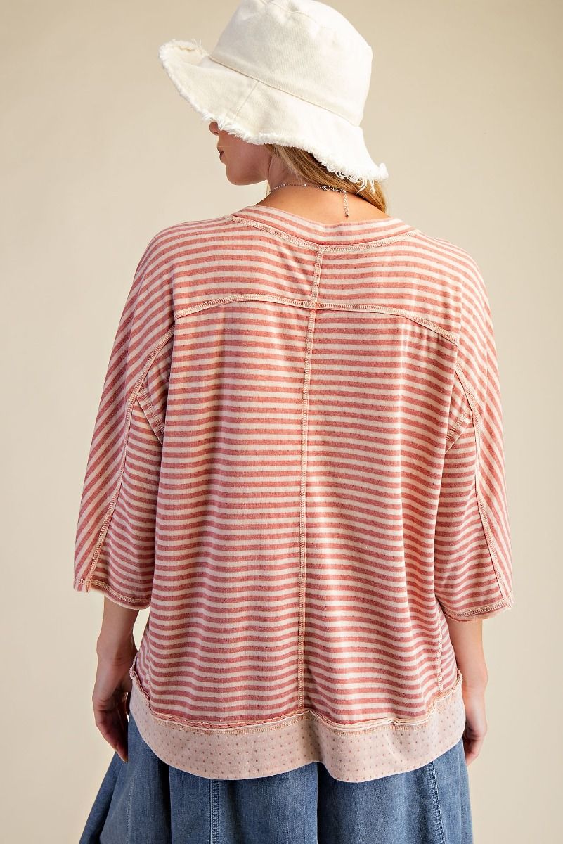 Striped Knit Top - Strawberry