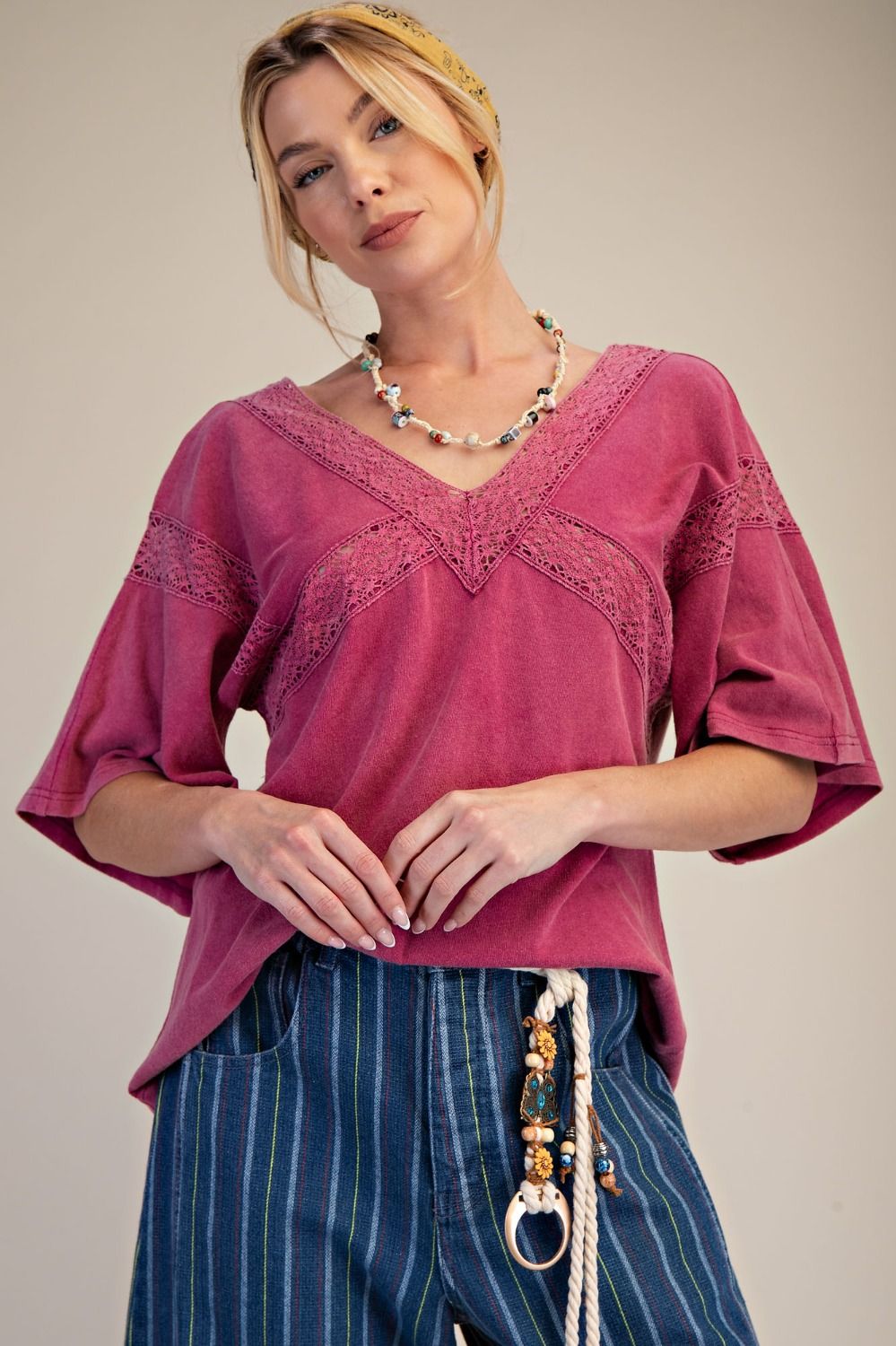 Lace V Neck Top
