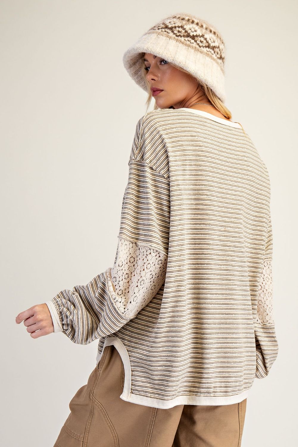 Striped & Lace Top