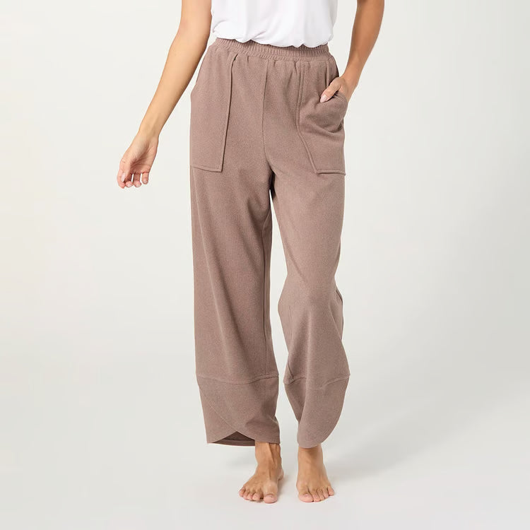 Weekend Brushed Scalloped Wide Leg Pants - Brown