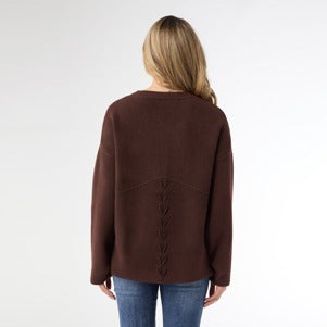 Delphina Long Sleeve Lattice Back Top