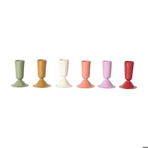 Enameled Metal Taper Candle Holder