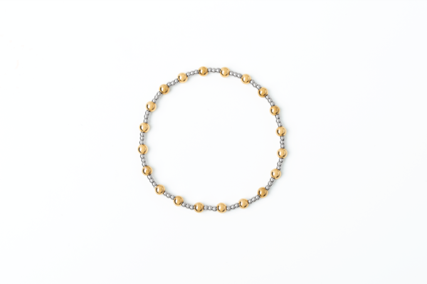 Waterproof 4 & 2mm Mixed Metal Stretch Bracelet
