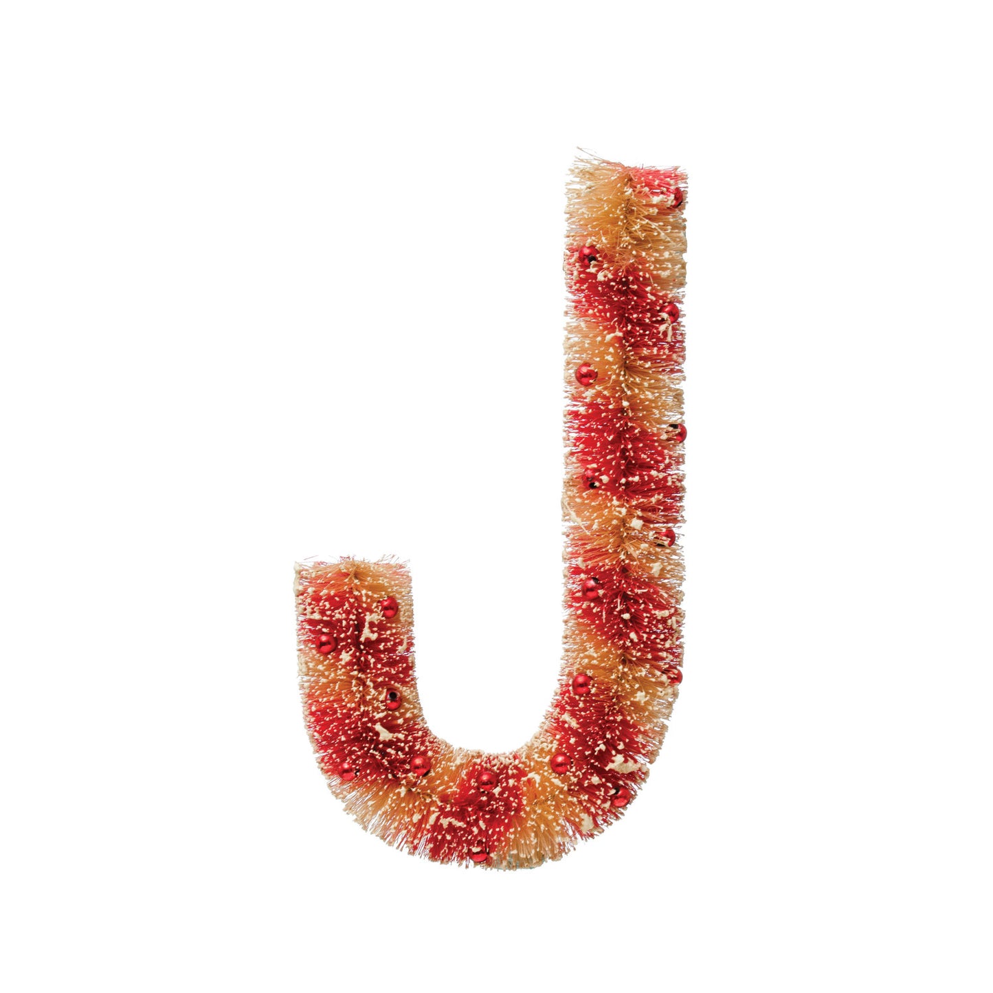 Sisal Bottle Brush Candy Cane w/ Beads