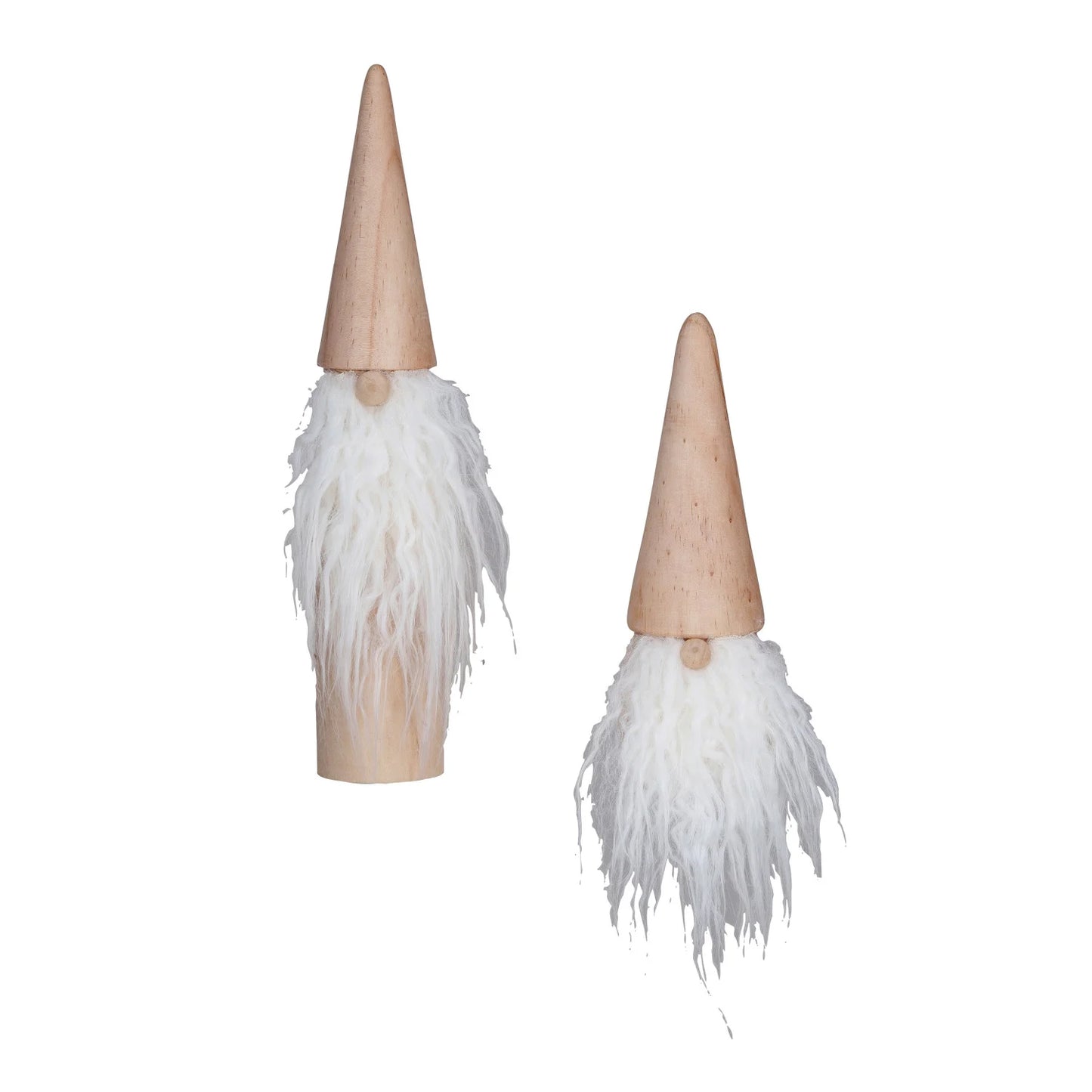 Wood & Faux Fur Gnome, Natural & White