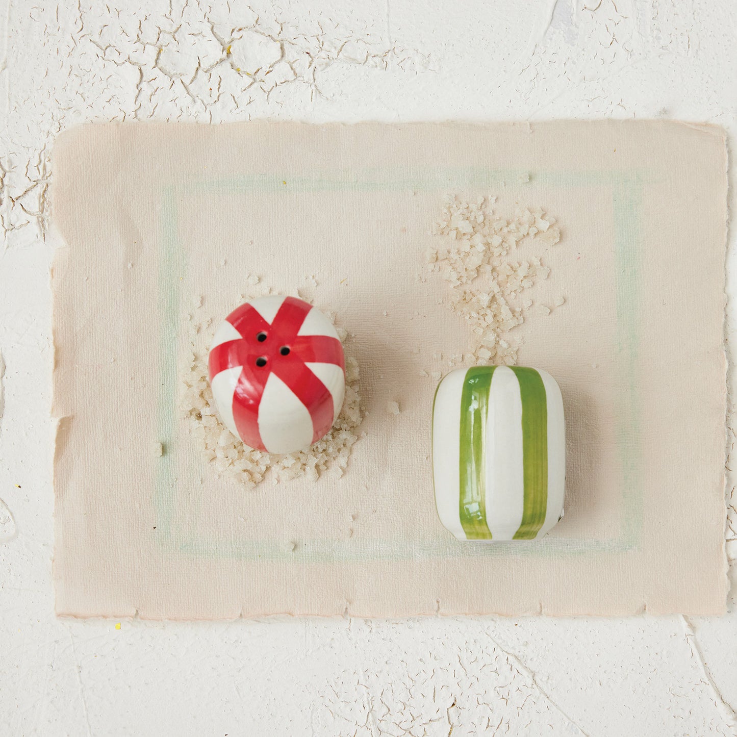 Hand-Painted Stoneware Salt & Pepper Shakers