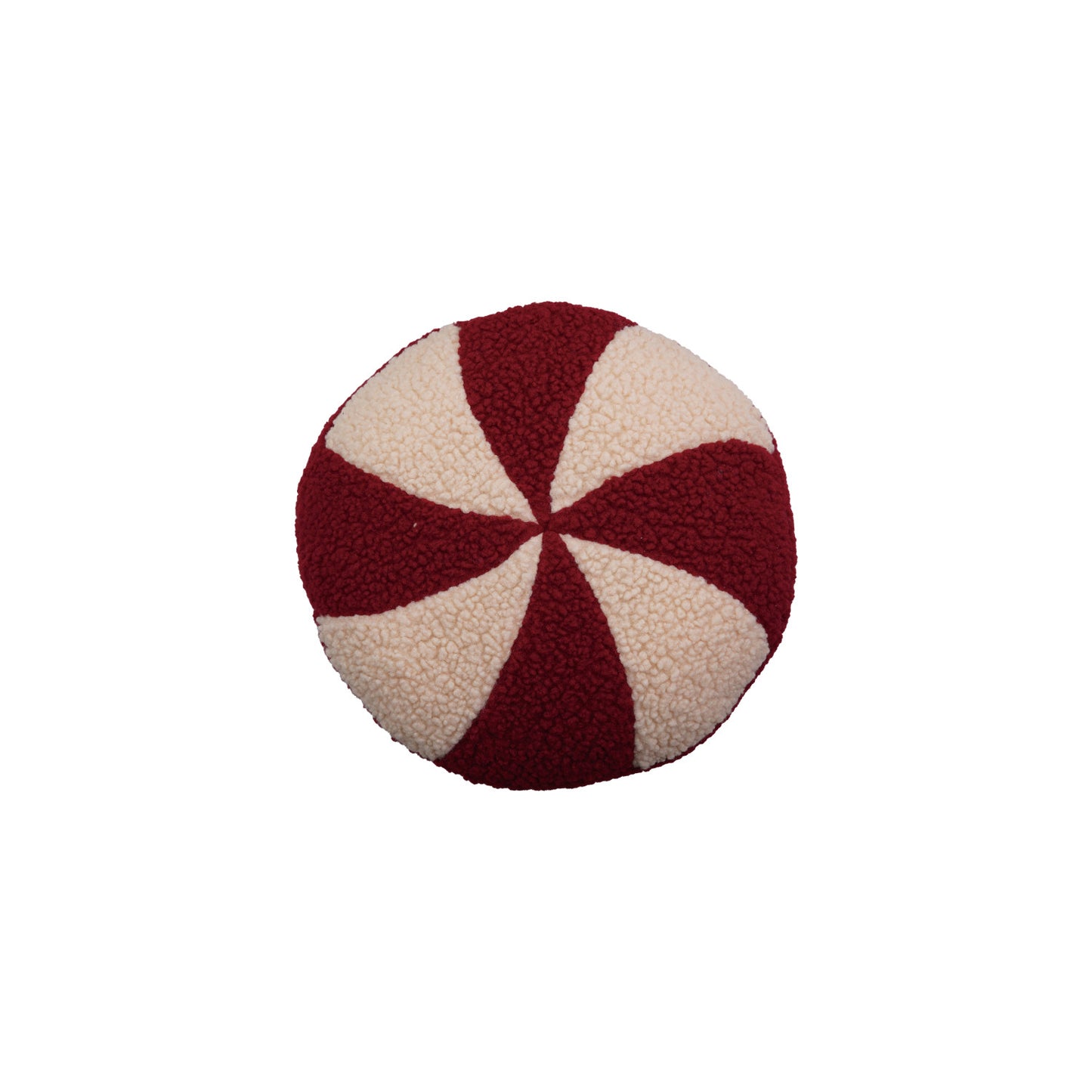 Fabric Faux Sherpa Peppermint Shaped Pillow