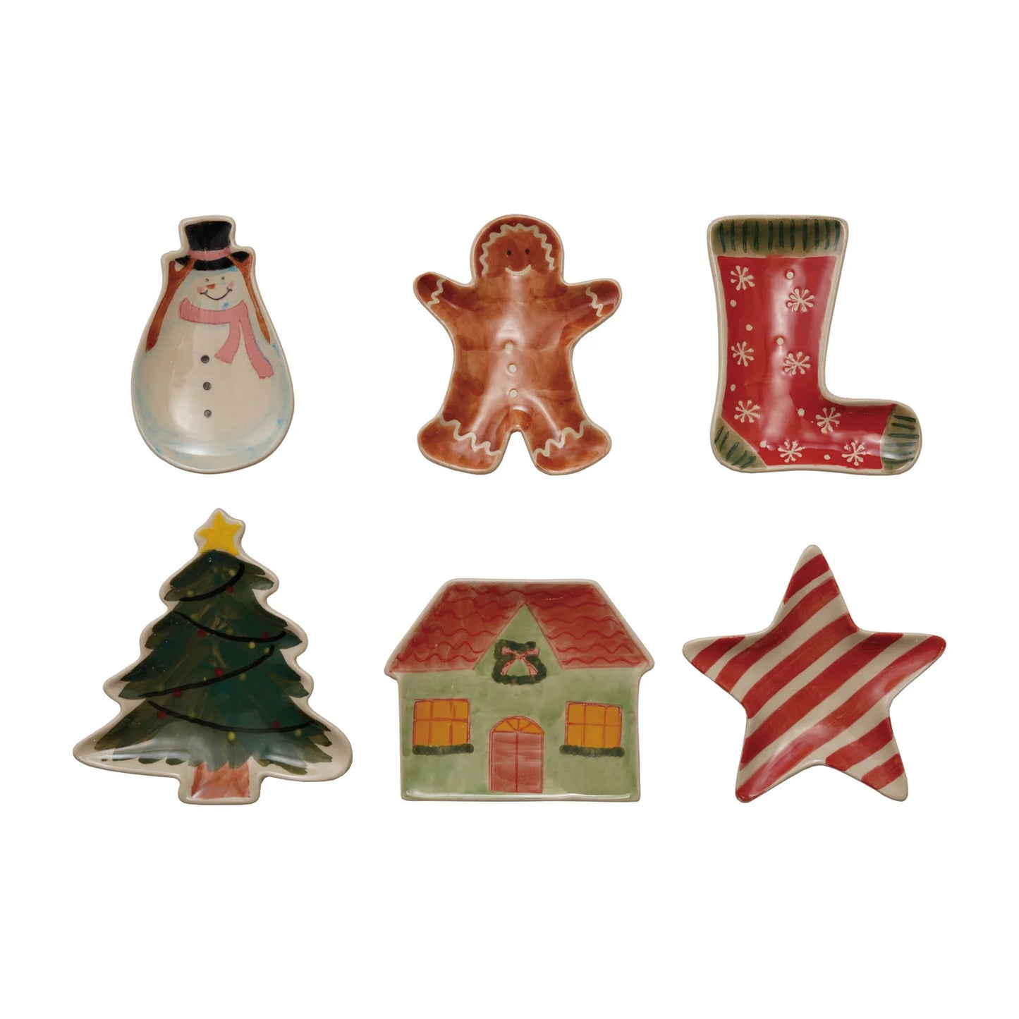 Hand-Painted Stoneware Holiday Shaped Dish