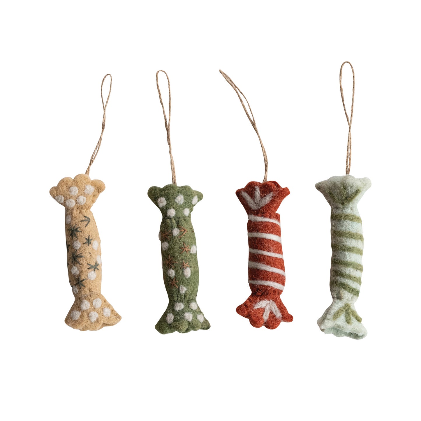 Handmade Wool Felt Candy Ornament with Embroidery