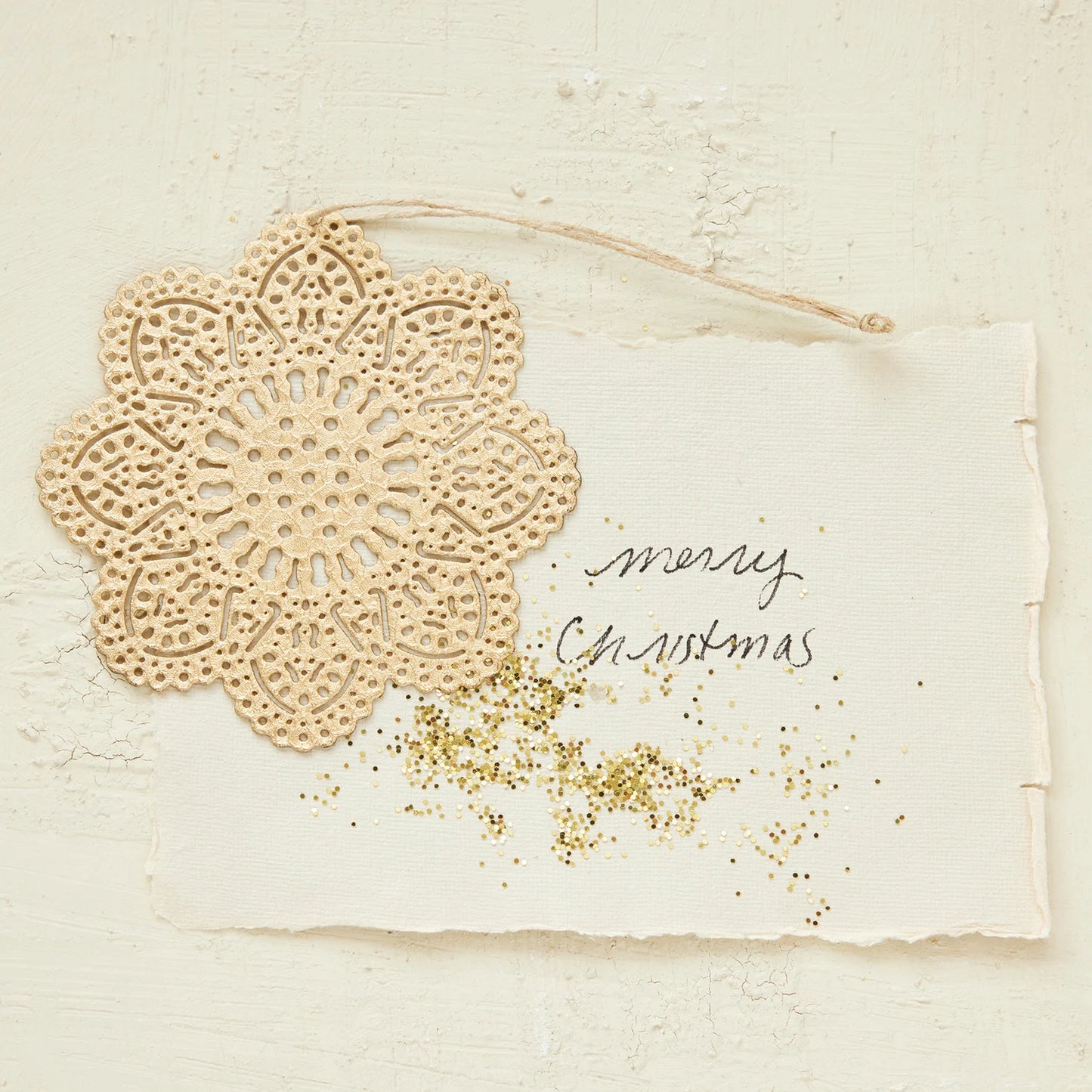 Embossed Metal Snowflake Ornament with Punched Pattern