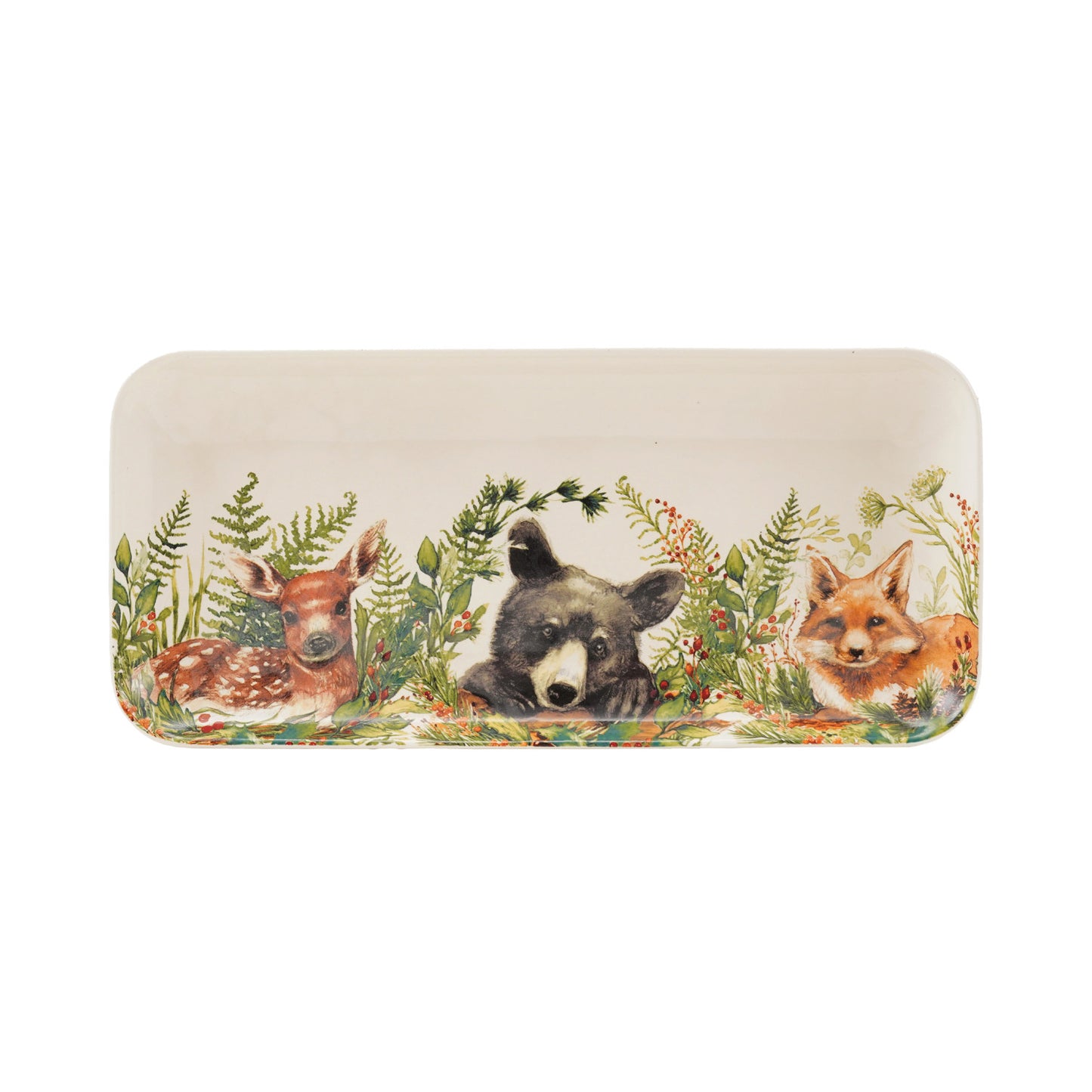 Stoneware Platter with Woodland Animals & Seasonal Botanicals