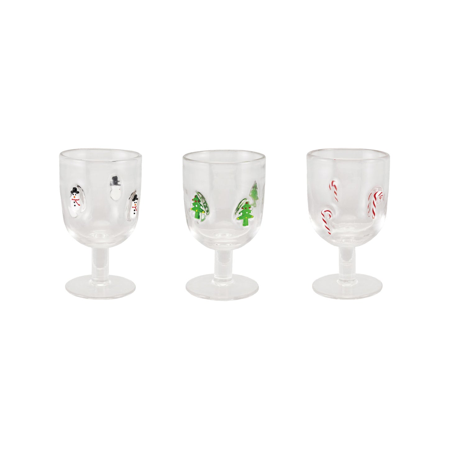 Stemmed Wine Glass with Embedded Holiday Icons
