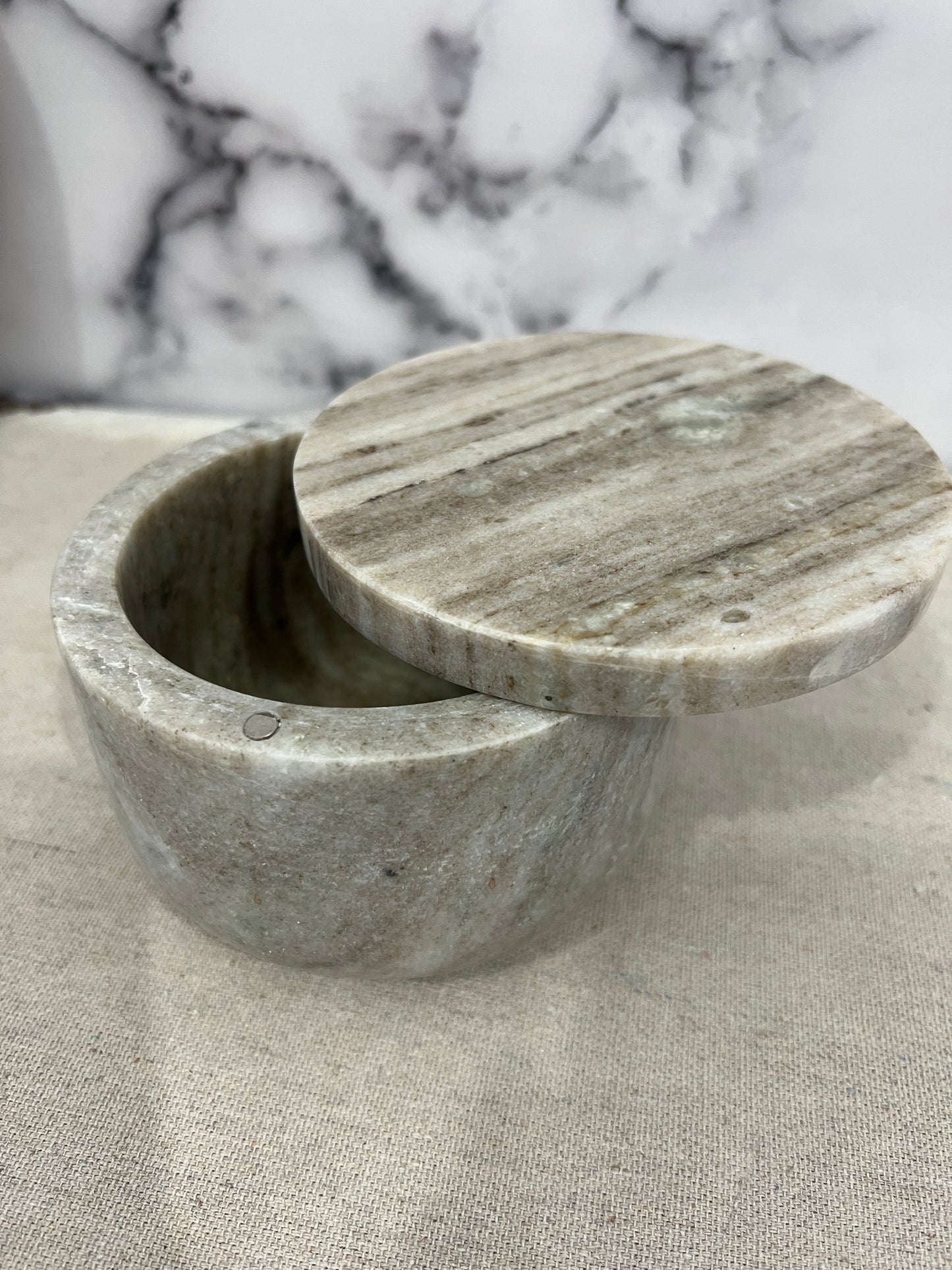 Marble Salt Pig with Lid