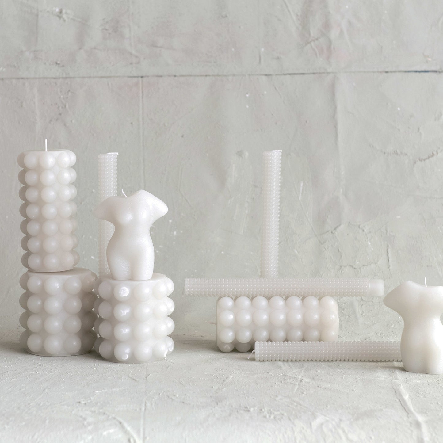 Unscented Hobnail Pillar Candle 6"
