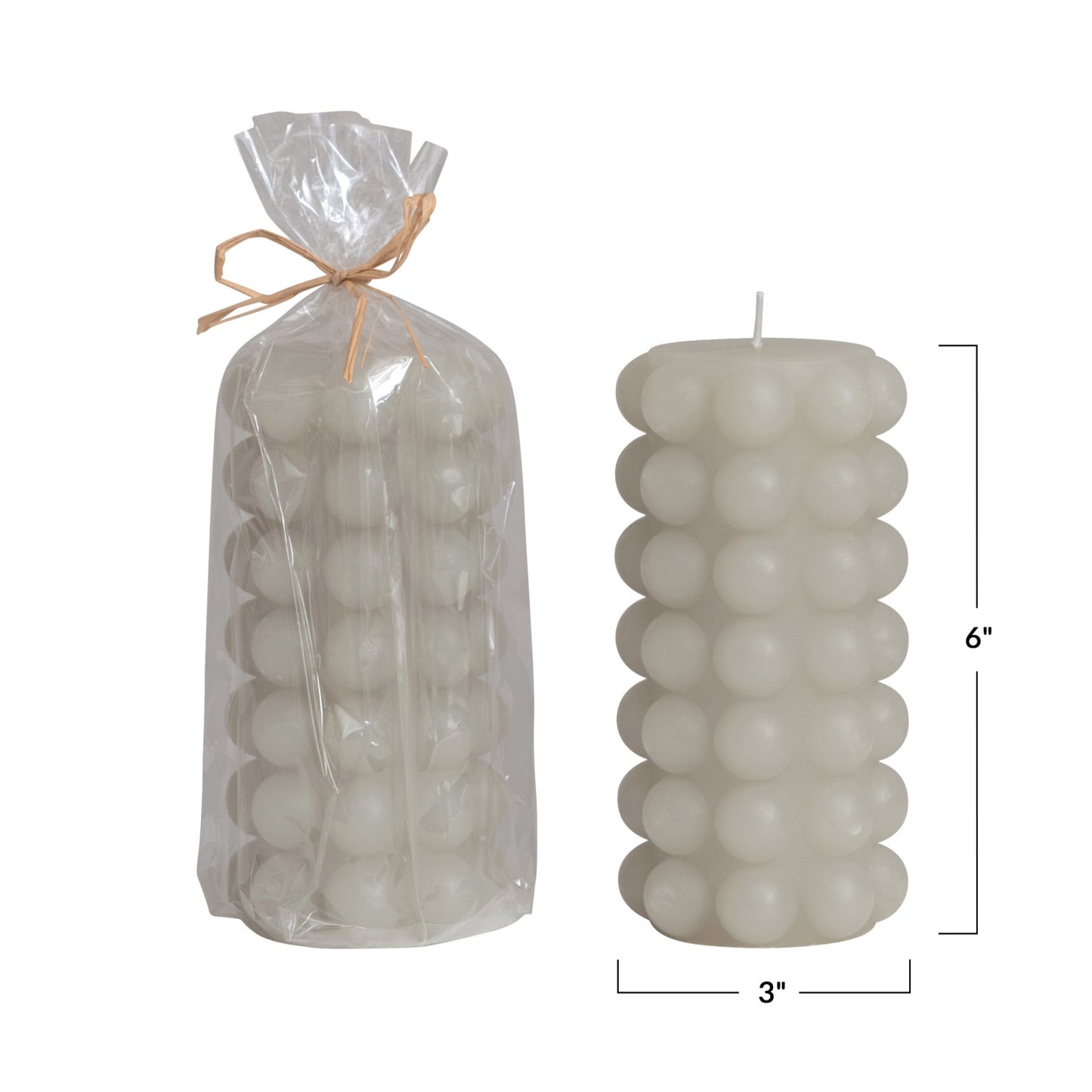 Unscented Hobnail Pillar Candle 6"