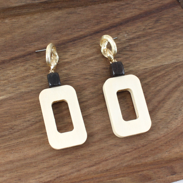 Ivory and Black Wood Earrings