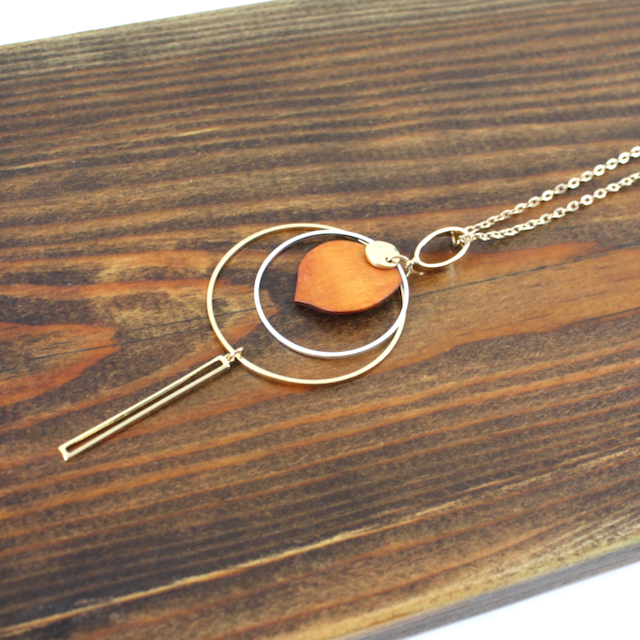 Metal and Wood Necklace