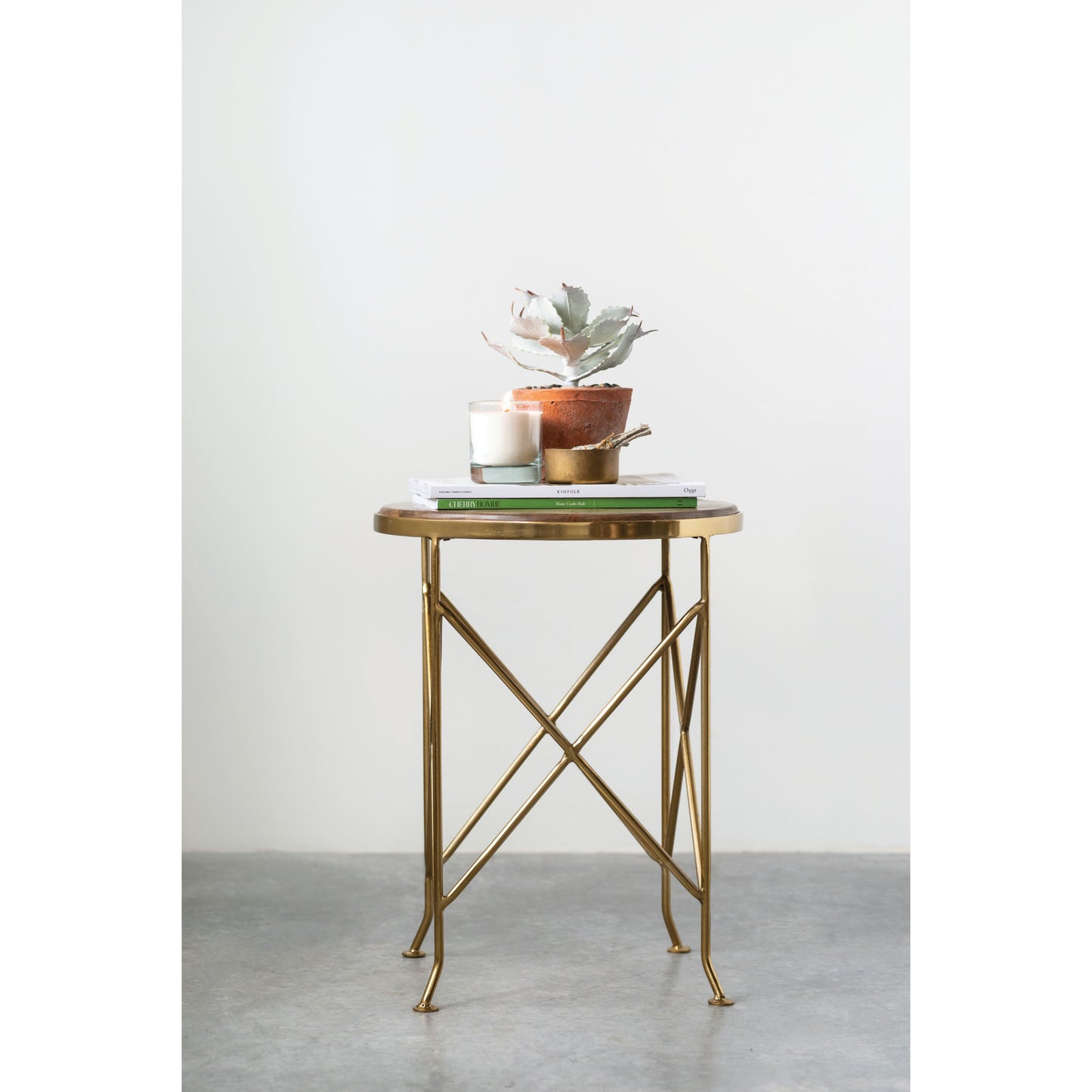 Round Wood & Metal Table
