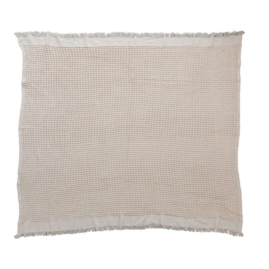 Waffle Weave Throw w/ Fringe