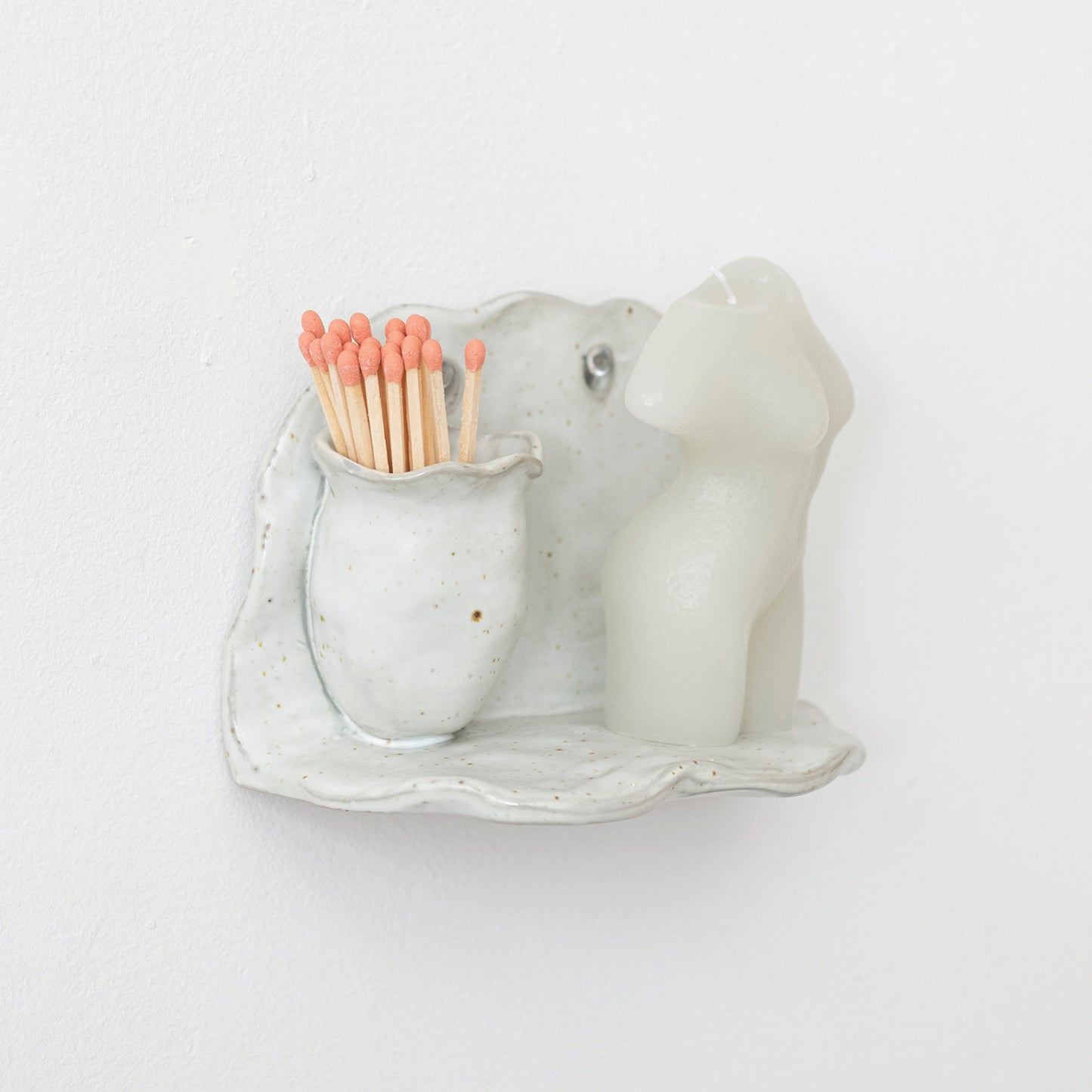 Stoneware Wall Shelf w/ Vase