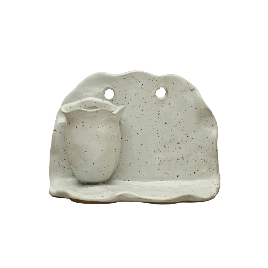 Stoneware Wall Shelf w/ Vase
