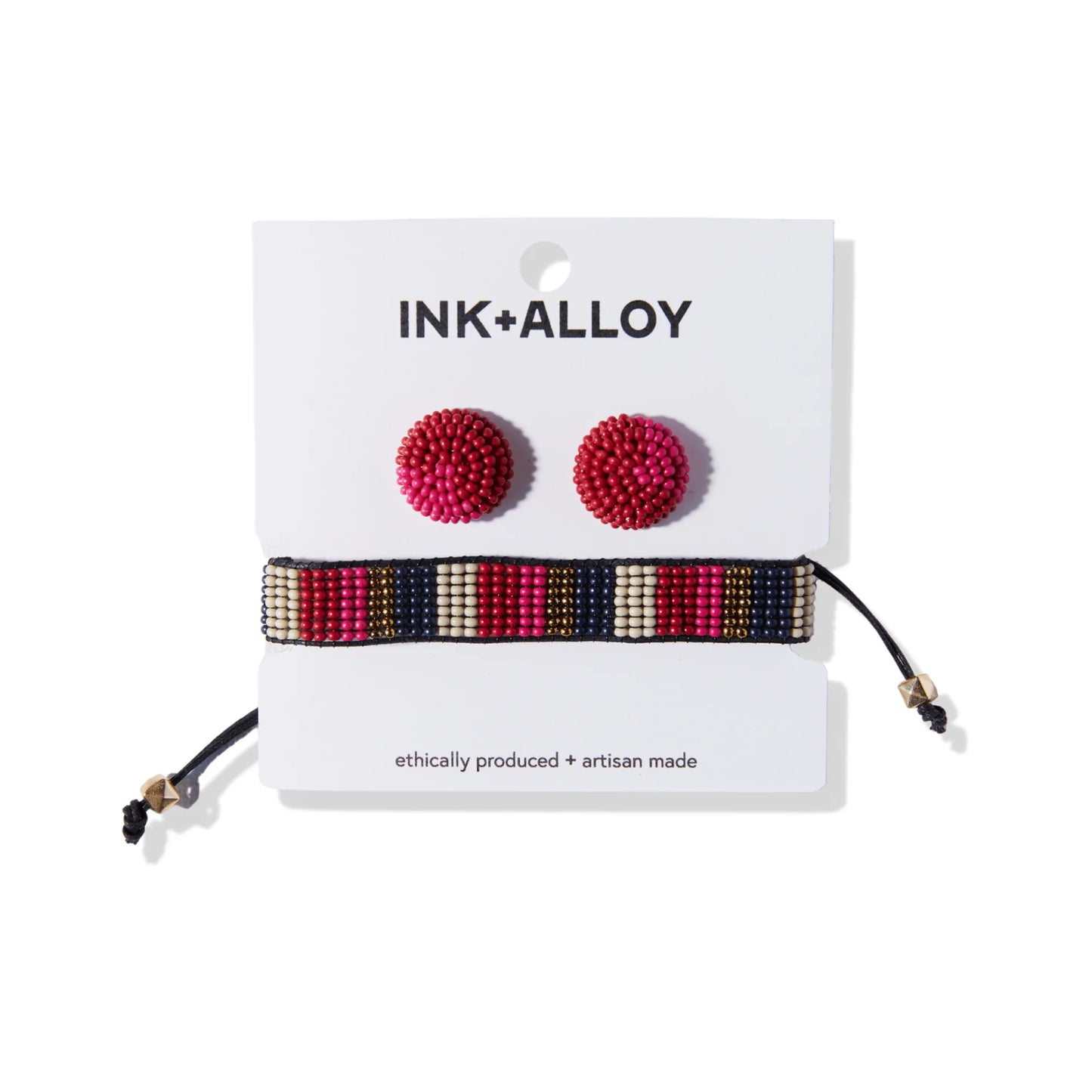 Carded Set with Post Earrings And Friendship Bracelet