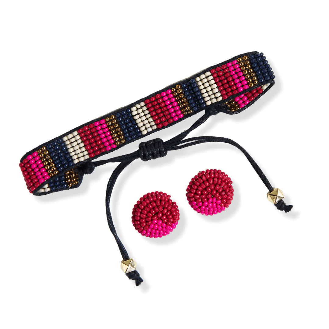 Carded Set with Post Earrings And Friendship Bracelet