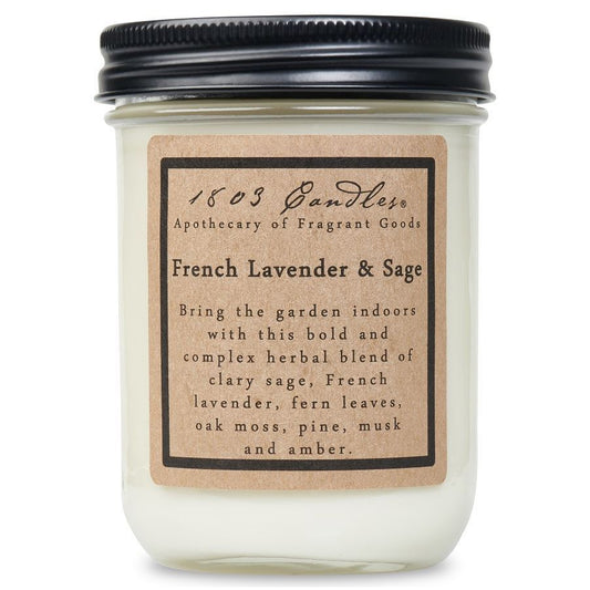 1803 Candle - French Lavender & Sage - 14 oz glass jar
