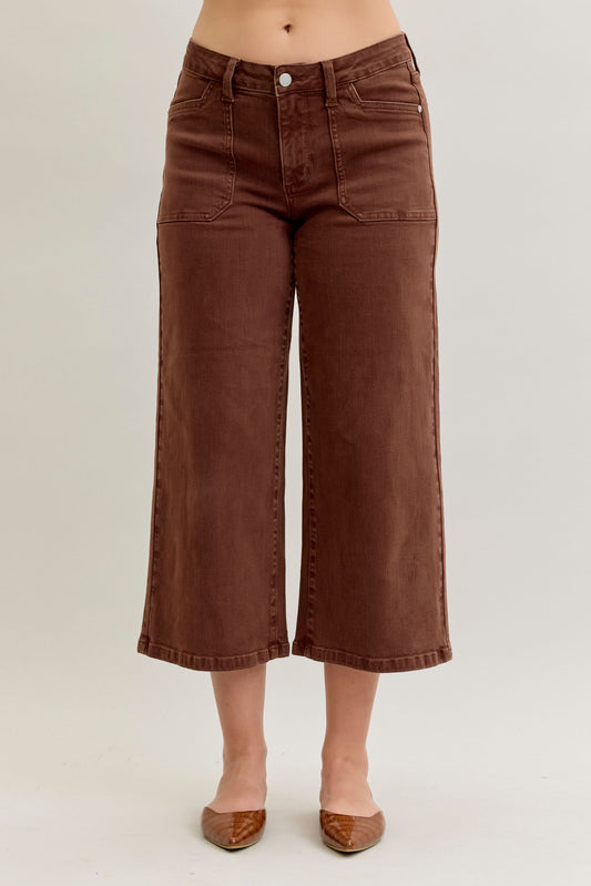 Judy Blue MR Wide Crop Utility Pocket Jeans