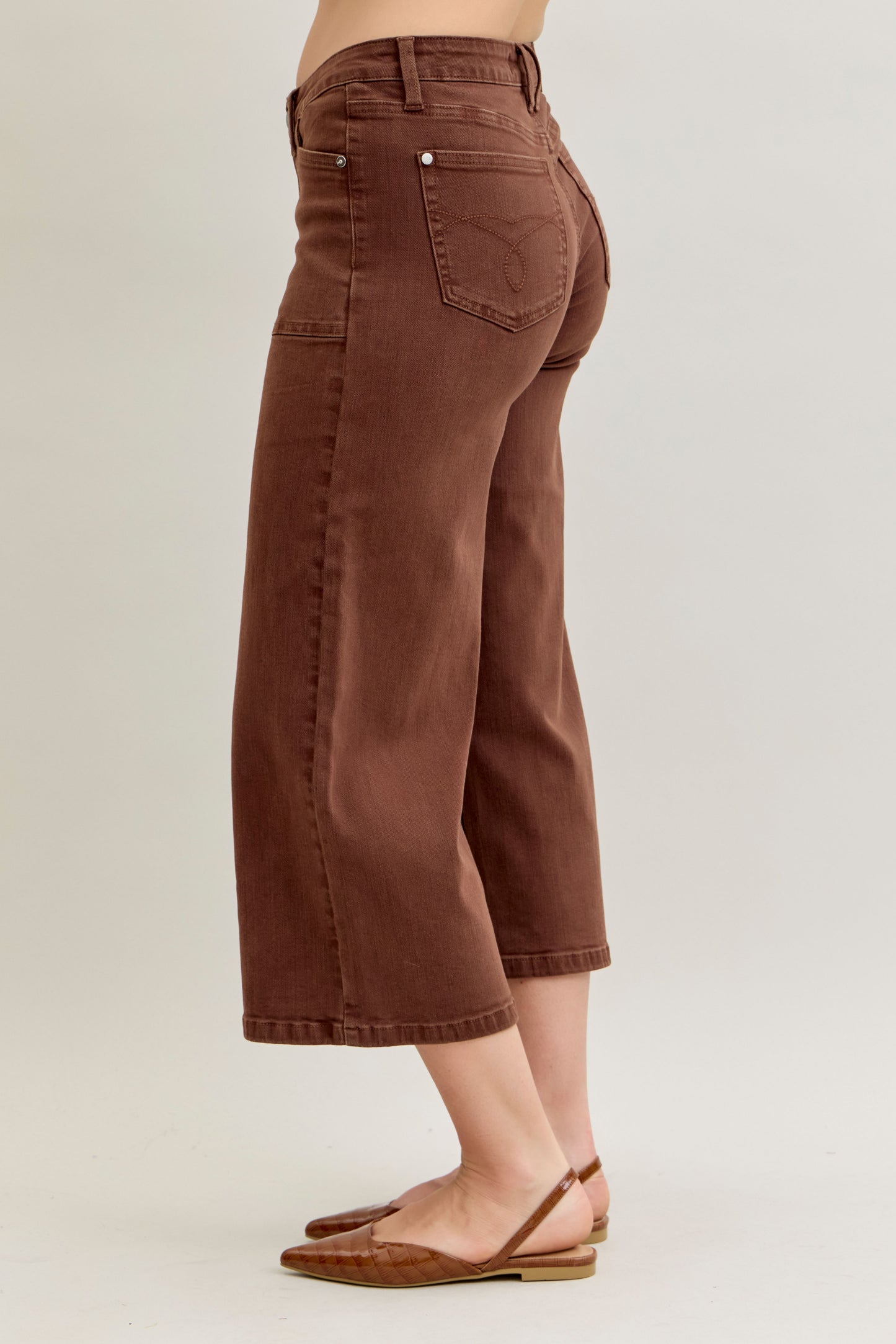 Judy Blue MR Wide Crop Utility Pocket Jeans
