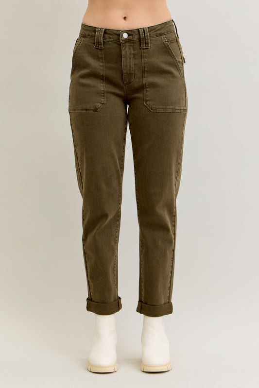 Judy Blue HW Aurora Weekender Garment Dyed Cuffed Jeans