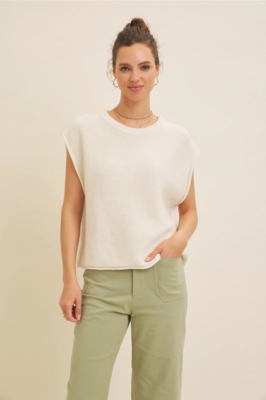 Sweater Vest Top - Cream