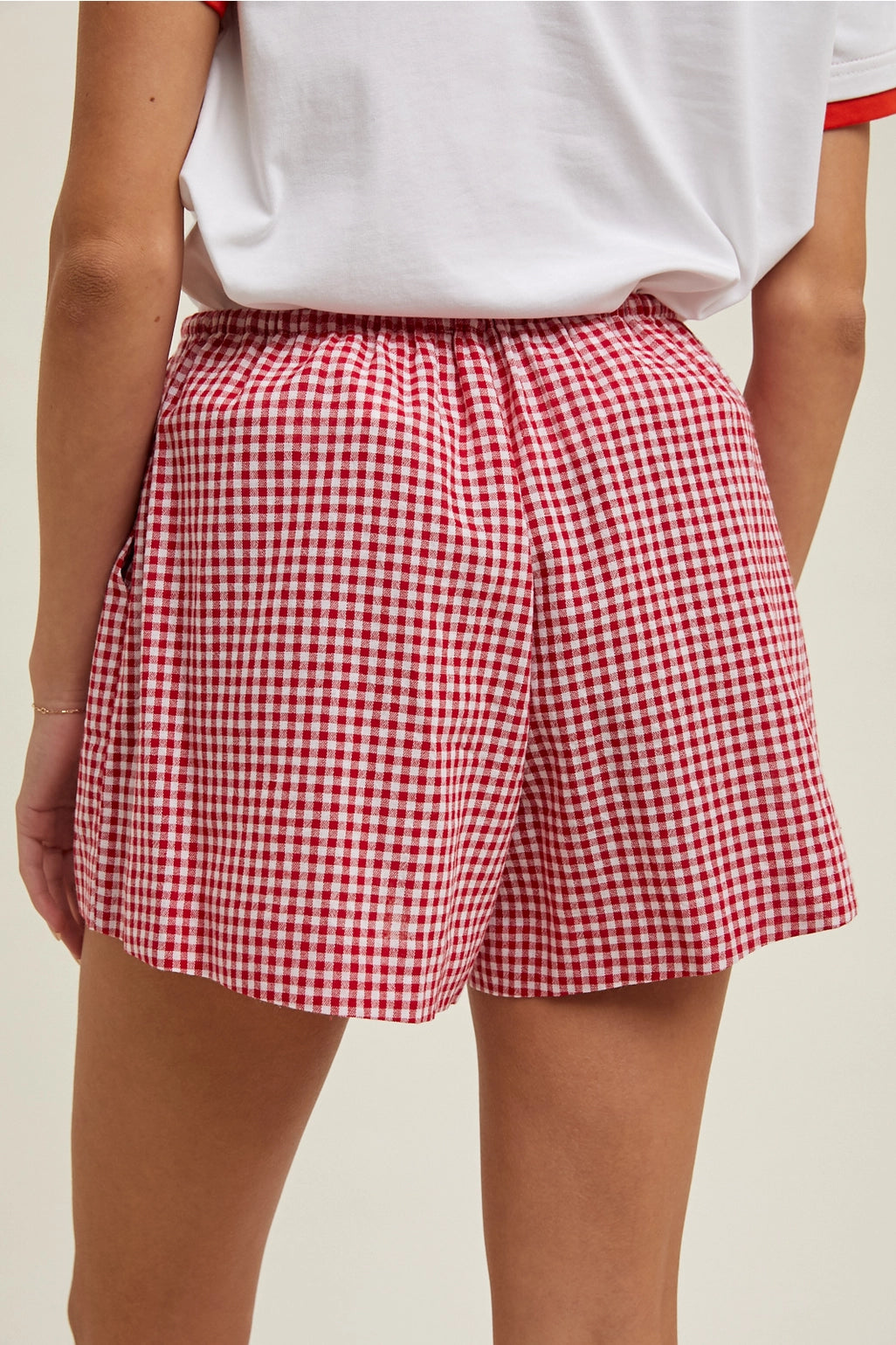 Gingham Casual Shorts - Red